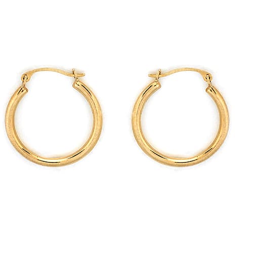 10kt. Yellow Gold Polished Round Hoop Earrings - image 
