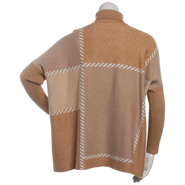 Womens Joseph A. Long Sleeve Patchwork Turtleneck