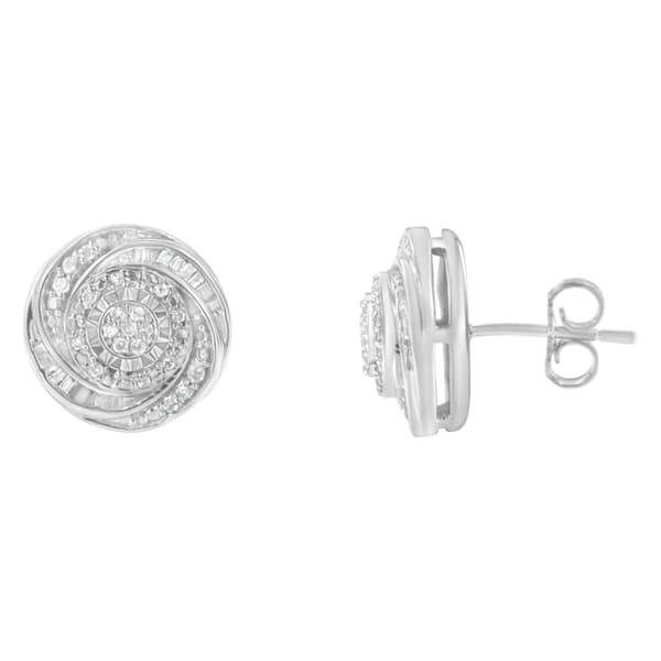 Haus of Brilliance Silver 1/4ctw. Diamond Swirl Stud Earrings