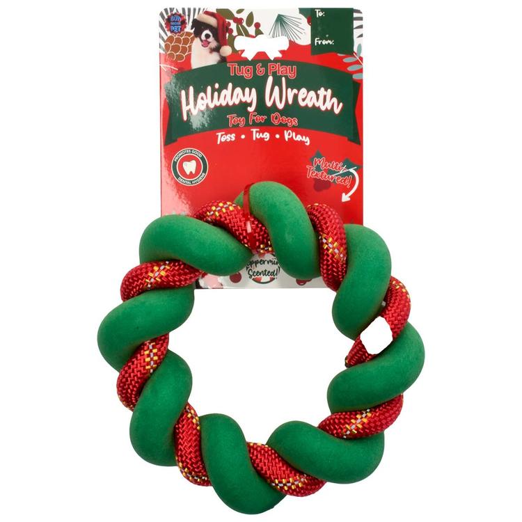 Tug & Play Holiday Wreath Dog Toy