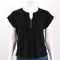 Womens 89th & Madison Short Sleeve Pintuck Zip Dolman Top - image 1