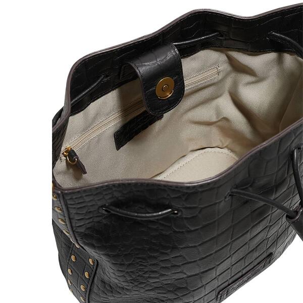American Leather Co. Aden Drawstring Shoulder Bag - Black Croco