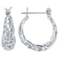 Fine Silver Plated 17mm Filigree Click Top Hoop Earrings - image 1