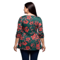 Plus Size 24/7 Comfort Apparel Green Floral 3/4 Sleeve Tunic Top - image 3