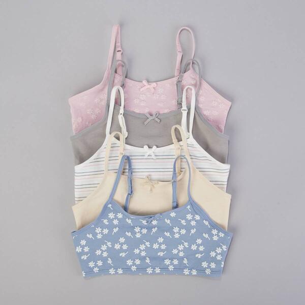 Girls &#40;7-14&#41; Poppy & Clay Be Natural 5pk. Ditsy/Stripe Bralette - image 