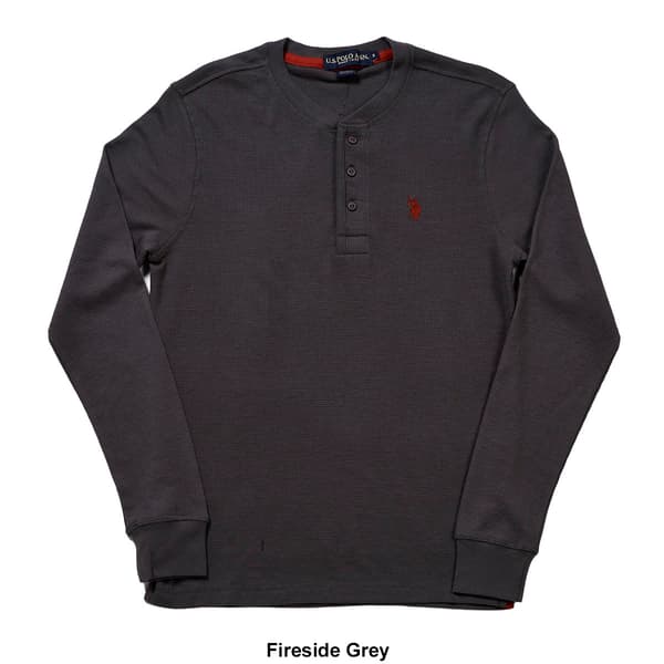 Mens U.S. Polo Assn.® Solid Thermal 3 Button Up Henley