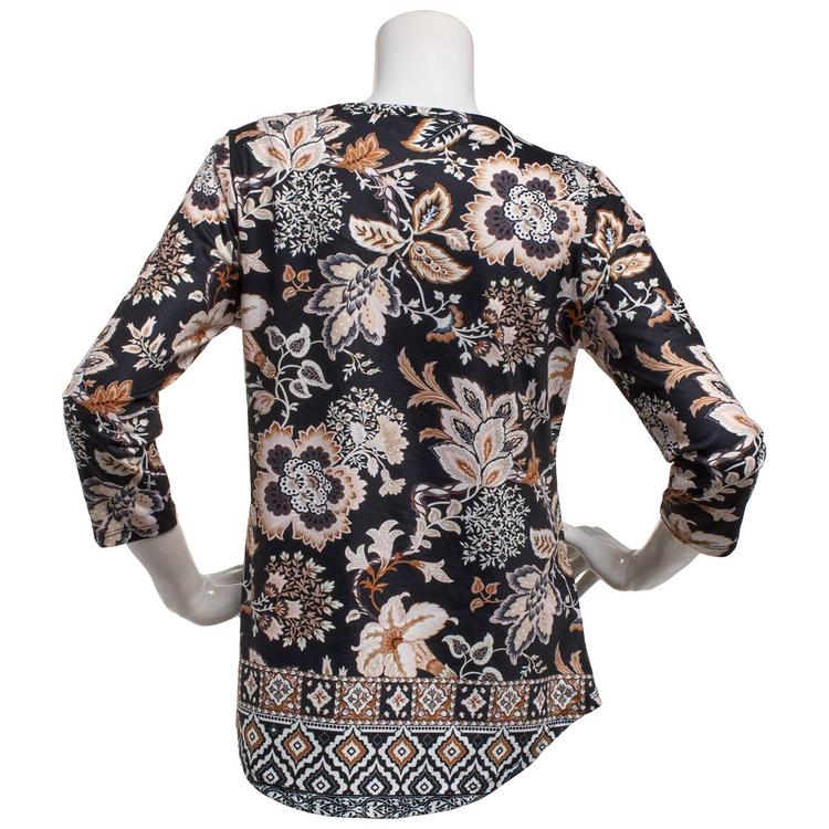 Womens OneWorld 3/4 Sleeve Round Neck Tropical Sublimation Tee