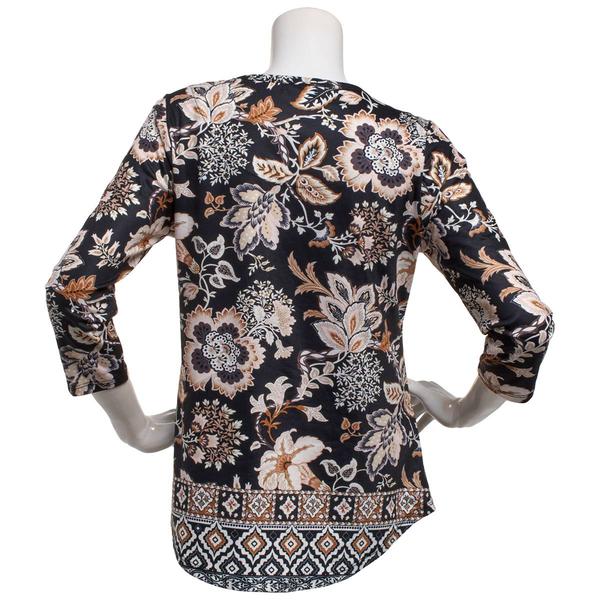 Womens OneWorld 3/4 Sleeve Round Neck Tropical Sublimation Tee