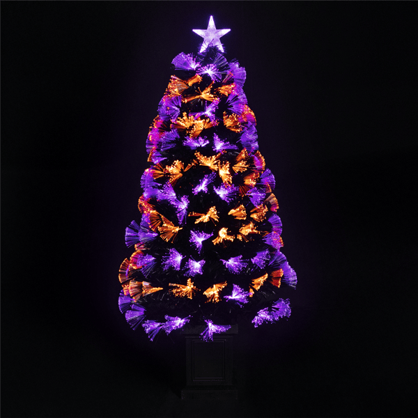 Northlight 4ft. Black Fiber Optic LED Pine Potted Halloween Tree - image 