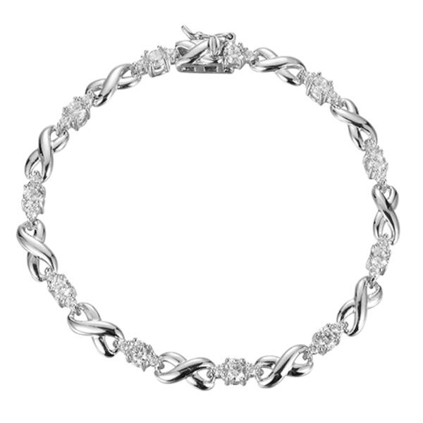 Splendere Sterling Silver Cubic Zirconia Infinity Bracelet - image 