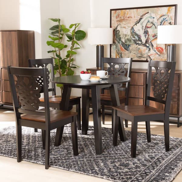 Baxton Studio Mina 2-Tone Dark Brown/Walnut Brown Dining Set