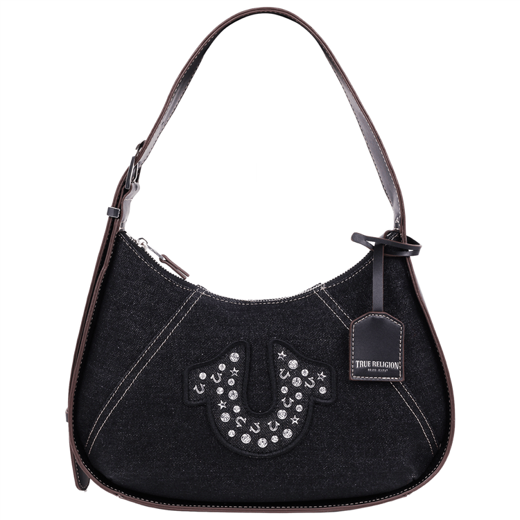 True Religon Strudded Logo Denim Hobo Bag