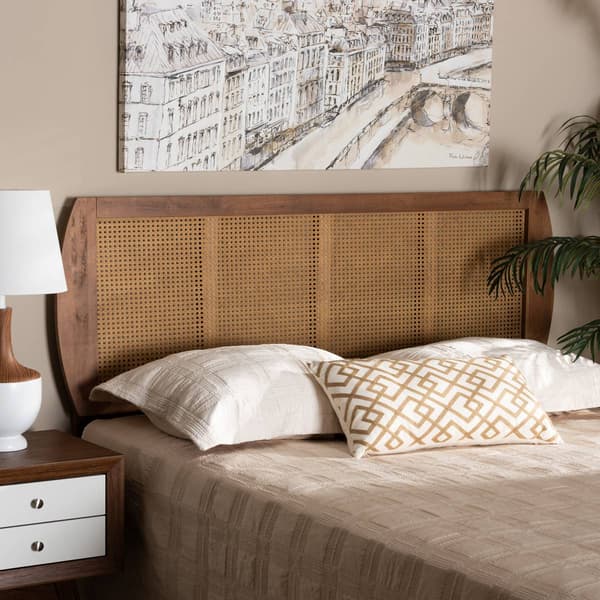 Baxton Studio Harris Ash Walnut Finished Wood Headboard