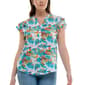 Womens Zac & Rachel Flutter Sleeve Beach Scenic Crepe Blouse - image 2