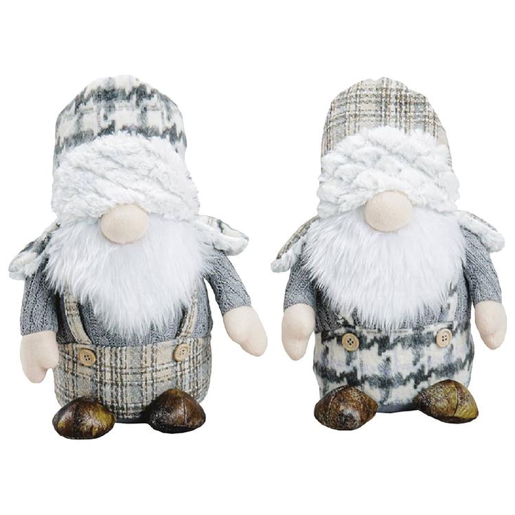Santa''s Workshop 11in. Grey Plaid Gnomes - Set of 2