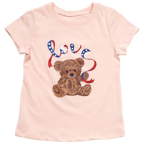 Girls (4-6x) BTween(R) Short Sleeve Patriotic Bear Graphic Tee