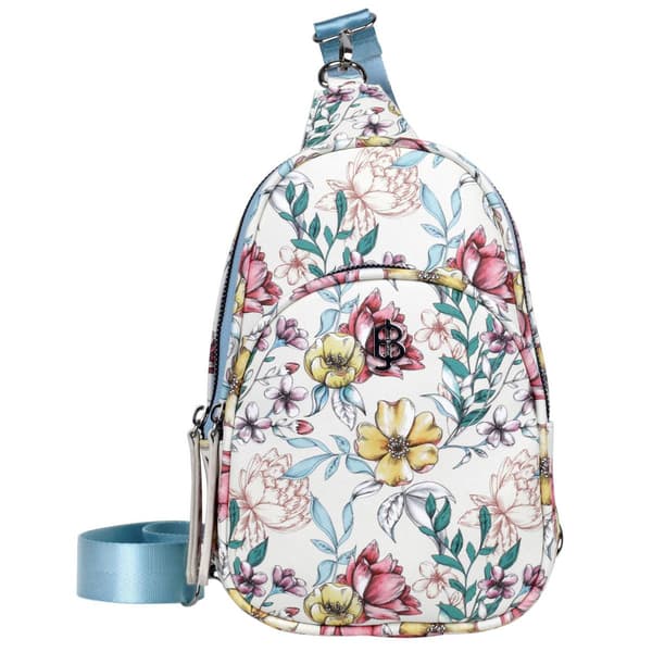 Julia Buxton Vegan Leather Floral Sling Backpack - image 