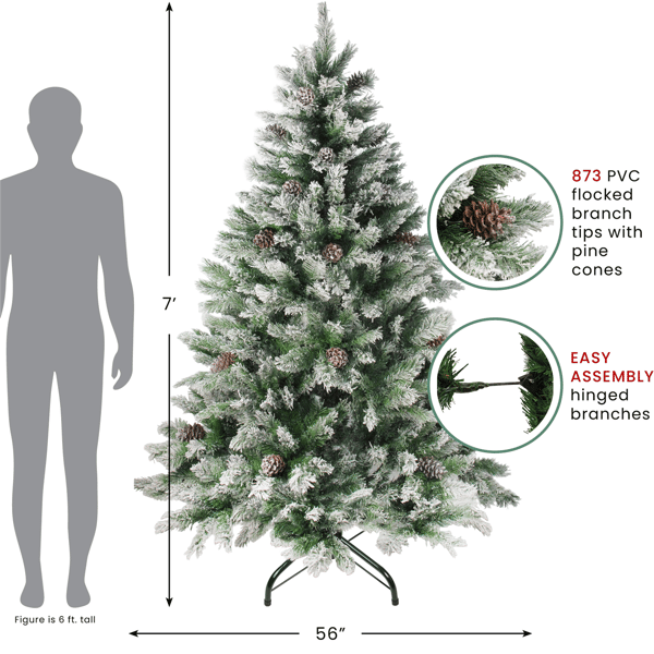 Northlight 7ft. Medium Flocked Angel Pine Christmas Tree