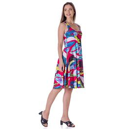 Womens 24/7 Comfort Apparel Tropical A-Line Knee Length Dress