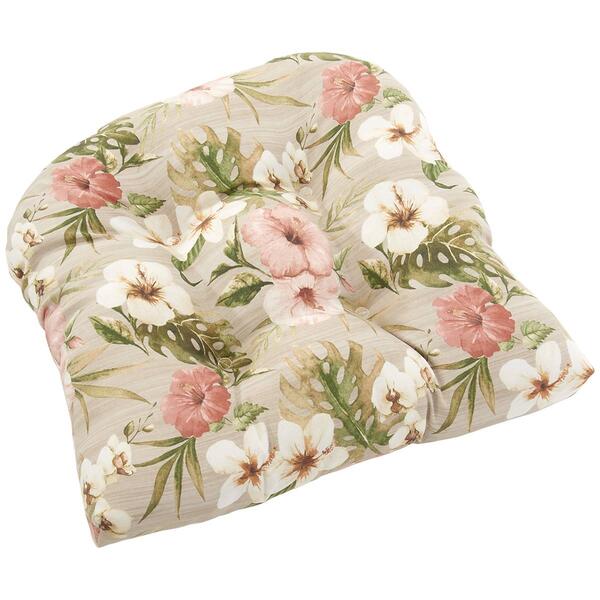 Jordan Manufacturing Outdoor Tan Floral Wicker Chair Cushion - image 