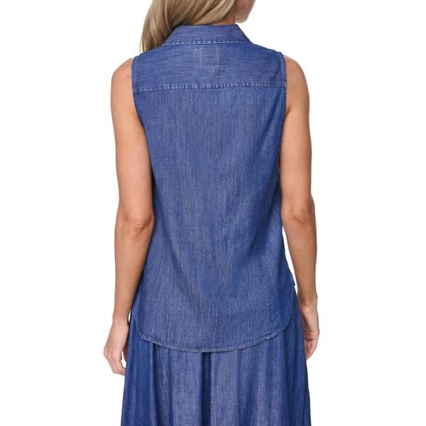 Womens Nautica Short Sleeve Button Front Chambray Shirt