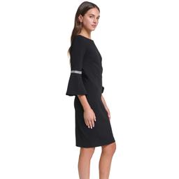 Womens Calvin Klein 3/4 Flounce Sleeve Rhinestone Sheath Dress