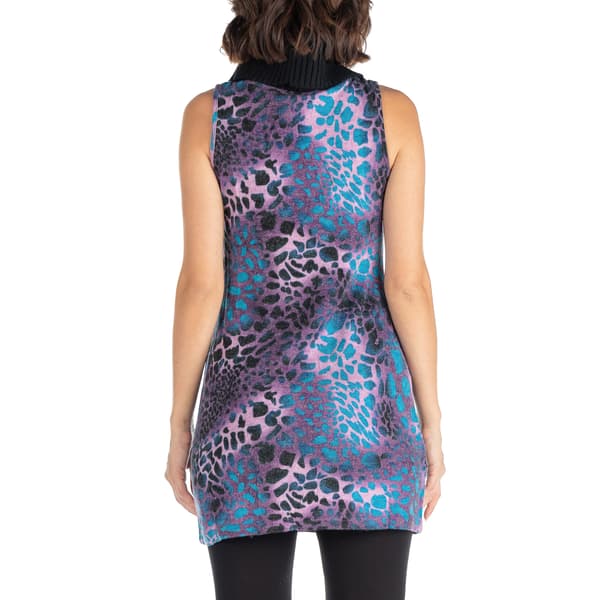Womens 24/7 Comfort Apparel Animal Print Turtleneck Tunic