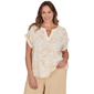 Plus Size Emaline Verde Grove II Short Roll Sleeve Leaf Blouse - image 1