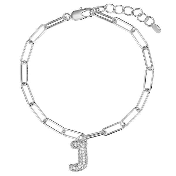 Athra Fine Silver Plated CZ J Initial Bracelet - image 