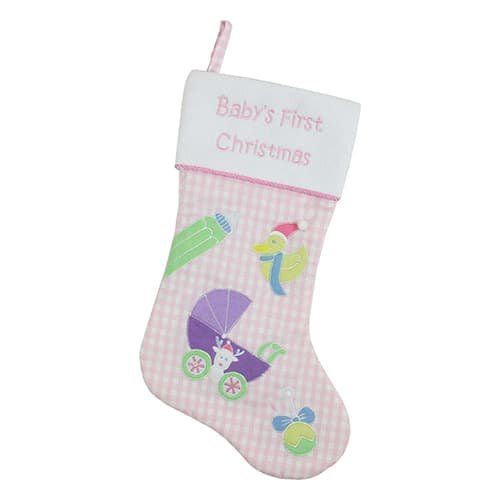 Northlight Seasonal Baby Girls First Christmas Stocking - image 