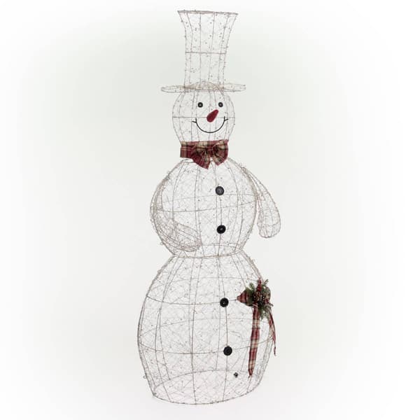 Alpine 6ft. LED Gold Wire Snowman Outdoor Decor - image 