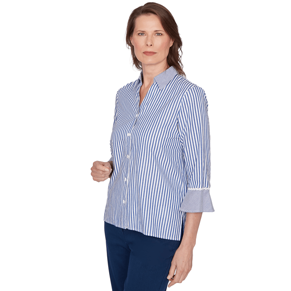 Womens Alfred Dunner Mykonos Mixed Stripe Button Front Blouse