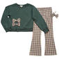 Girls (7-12) BTween® Plaid Bow Crew Top & Plaid Leggings Set - image 2