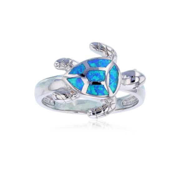Gemstone Classics&#40;tm&#41; Created Opal Sideways Turtle Ring - image 