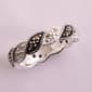 Marsala Fine Silver-Plated Marcasite Crystal Braided Ring - image 1