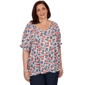 Plus Size Emaline Sapphire Serenade II Elbow Sleeve Floral Blouse - image 1