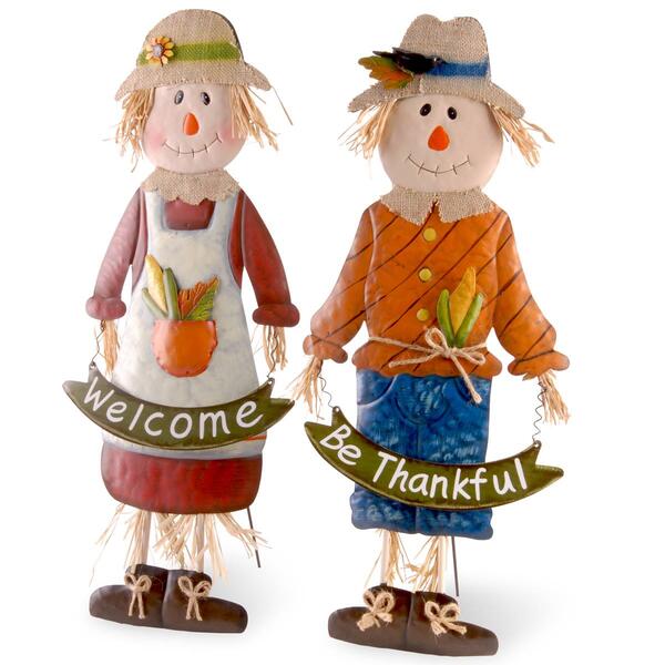 National Tree 27in. Metal Scarecrows - Set of 2 - image 