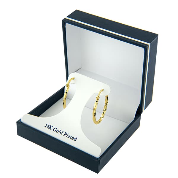 Gold Over Fine Silver Plated Wavy Oval Hoop Earrings