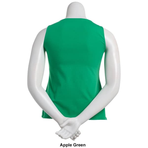 Womens Kasper Solid Double Layer Square Neck Tank