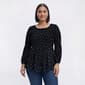 Plus Size Floral & Ivy 3/4 Sleeve Round Neck Dot Pleater Blouse - image 1