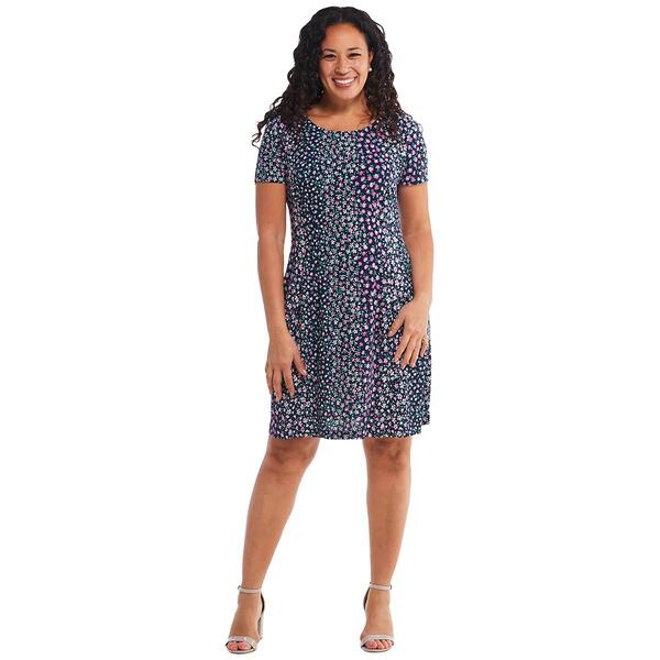 Plus Size Connected Apparel Short Sleeve Floral ITY Pocket Dress - image 