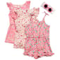 Girls (7-12) BTween(R) 3pk. Floral Ruffle Rompers w/ Sunglasses - image 1