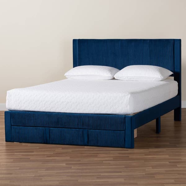 Baxton Studio Elora Modern Pleated Velvet Storage Queen Bedframe