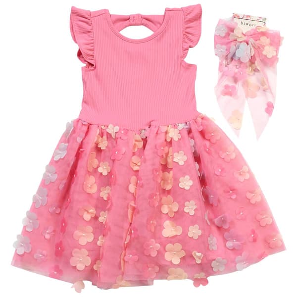 Girls (4-6x) BTween(R) Ribbed Multi Flowers Tutu Dress