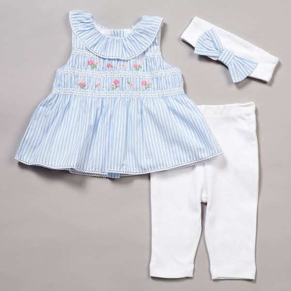 Baby Girl (3-12M) Little Me Smock Floral Set W/Headband - image 