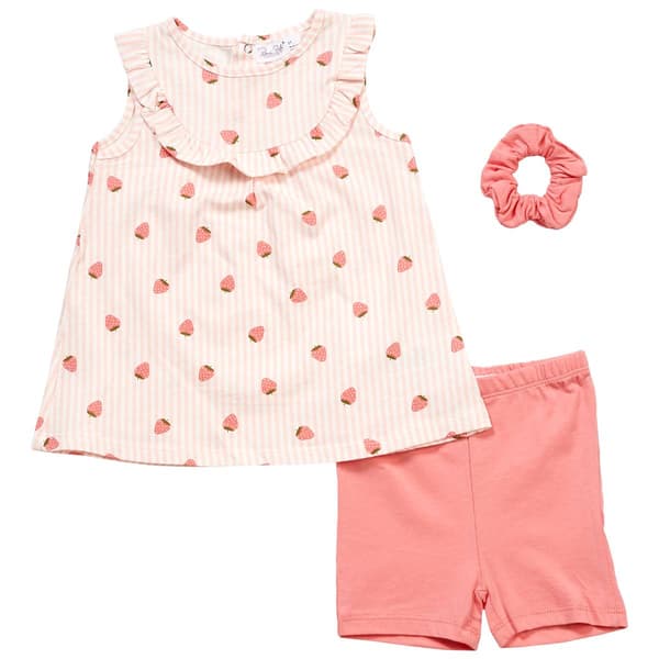 Toddler Girl Rene Rofe(R) 3pc. Strawberry Tunic & Shorts - image 