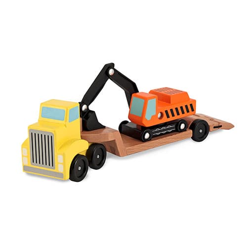 Melissa & Doug(R) Trailer & Excavator Wooden Toy Set - image 