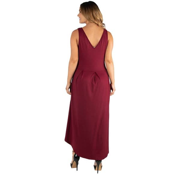 Plus Size 24/7 Comfort Apparel Hi Low Pleated Fit & Flare Dress