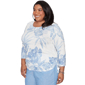 Plus Size Alfred Dunner Caribbean Blues Side Tie Floral Blouse - image 3