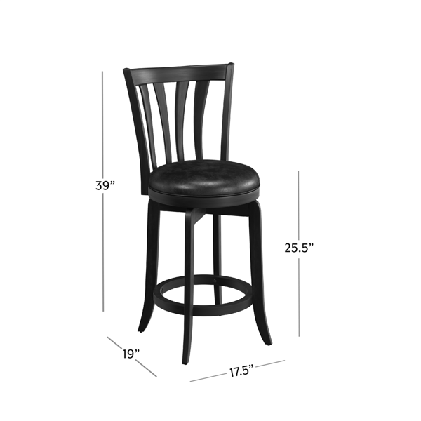 HH2 Home Savana Black Wood Counter Height Swivel Stool